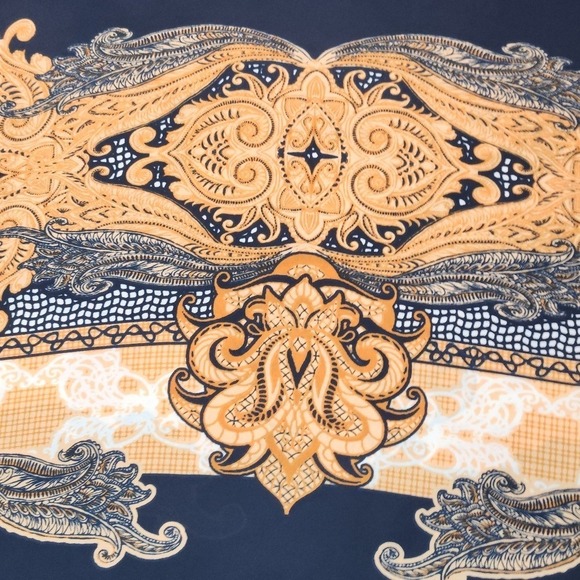 Alfani Blouse/shirt Womens Navy White Orange Loose Flowy Fit Light Boho 14W - Picture 7 of 12